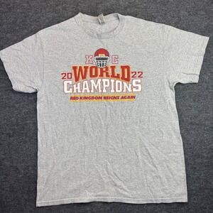 Kansas City Chiefs T-Shirt Men L Gray KC 2022 World Champions Red Kingdom Tee